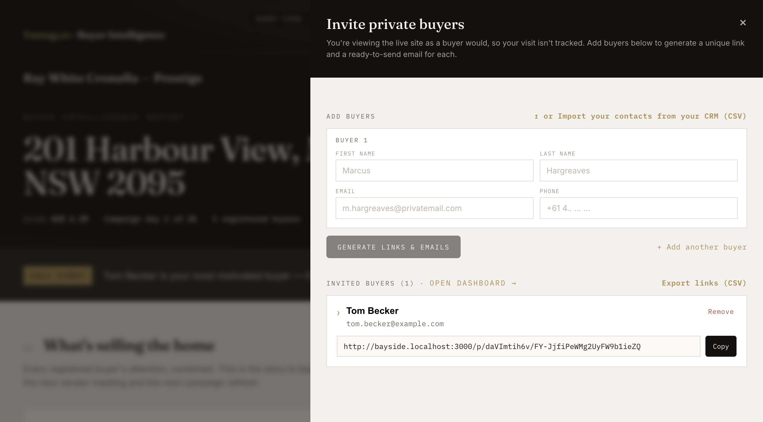Inviting buyers from the dashboard